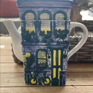 London Flat ceramic Storefront Teapot.